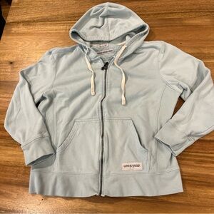 Life Is Good Women's Light Blue Solid Hoodie Size Medium Long Sleeve Full Zip
